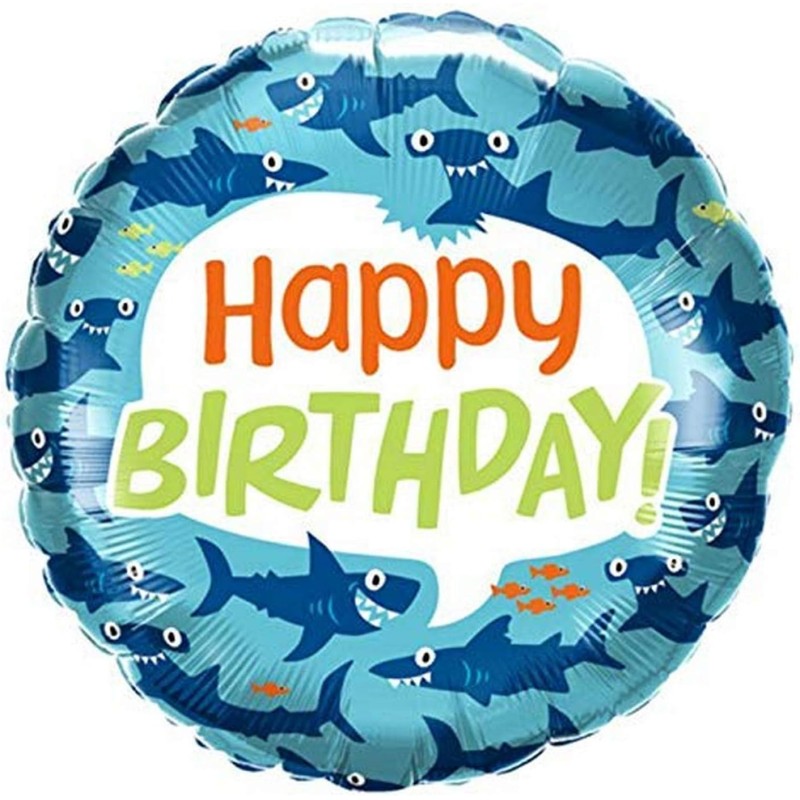 BALLON METALLIQUE 46 CM ROND PETITS REQUINS HAPPY BIRTHDAY