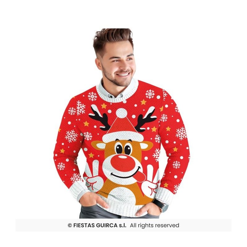 DEGUISEMENT PULL DE NOEL ROUGE RENNE RUDOLF TAILLE XL DEGUISEMENT PULL DE NOEL ROUGE RENNE RUDOLF TAILLE XL
