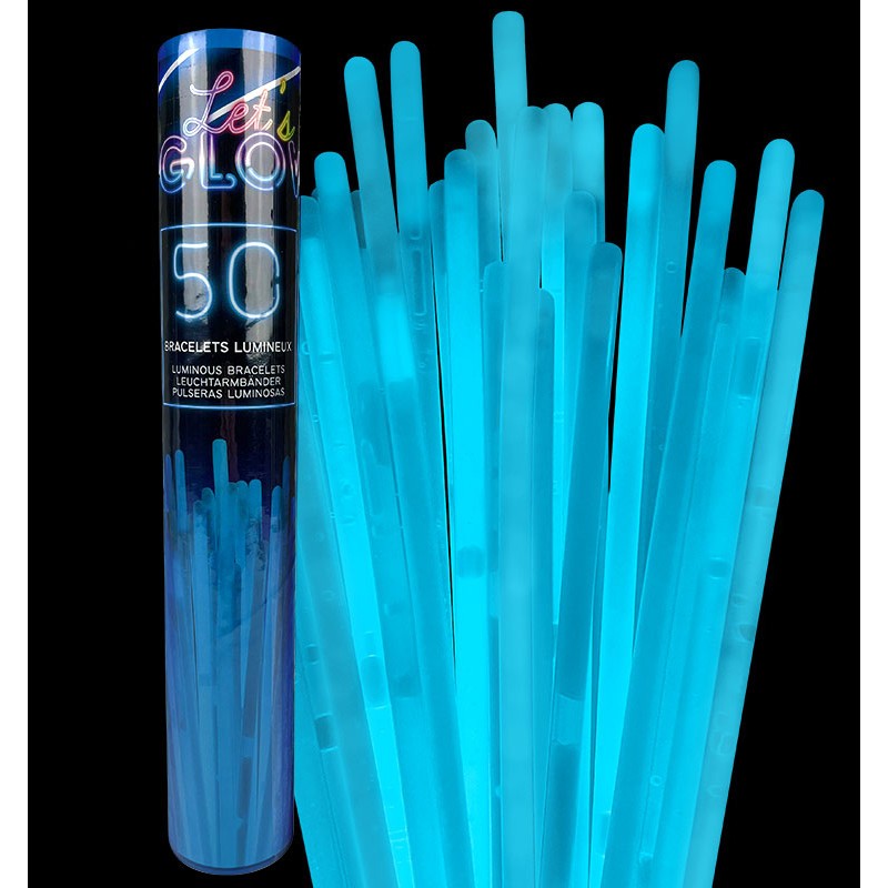 50 BRACELETS GLOWSTICK FLUO BLEU