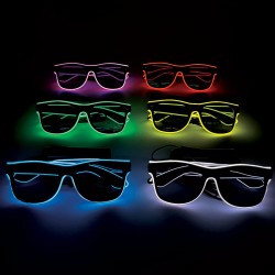 1 X LUNETTES LED 6 coloris assortis Nécessite 2 piles AA (vendue sans piles)