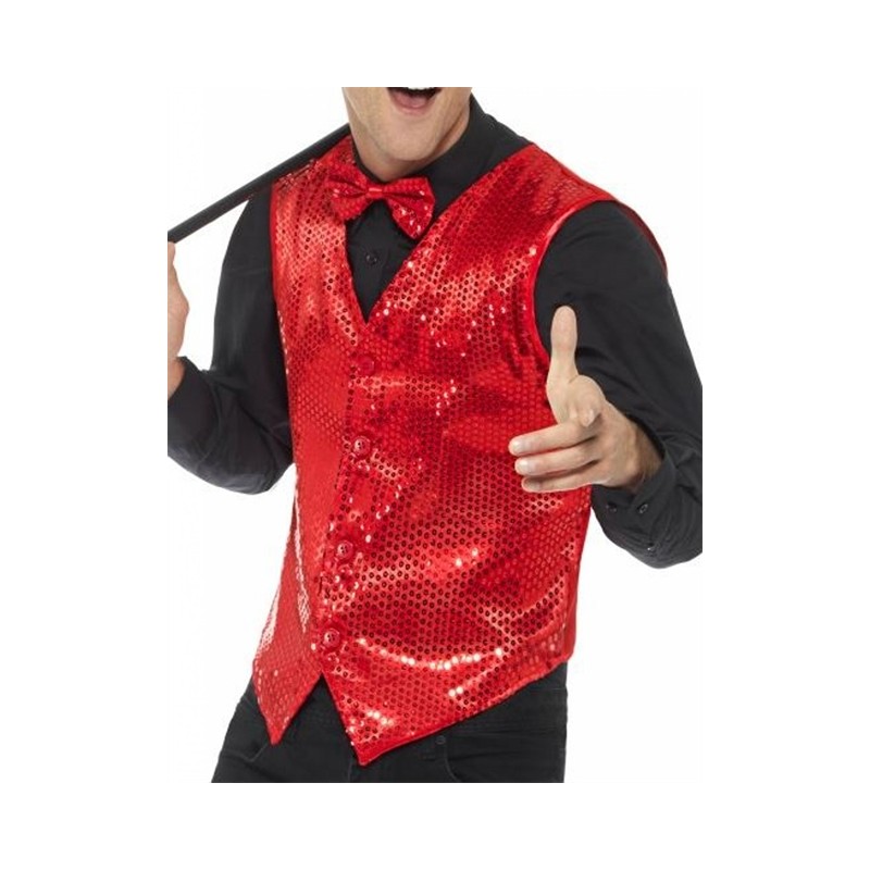 DEGUISEMENT GILET SEQUIN ROUGE TAILLE L