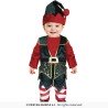 DEGUISEMENT LUTIN DE NOEL GARCON ROUGE VERT FLOCONS OR BEBE TAILLE 12-18 MOIS