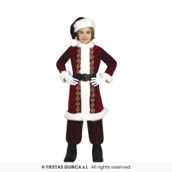 DEGUISEMENT GARCON PERE NOEL ROUGE DECORATION OR TAILLE 3-4 ANS
