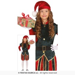 DEGUISEMENT LUTIN DE NOEL ROUGE ET VERT CULOTTE BOUFFANTE TAILLE 7-9 ANS