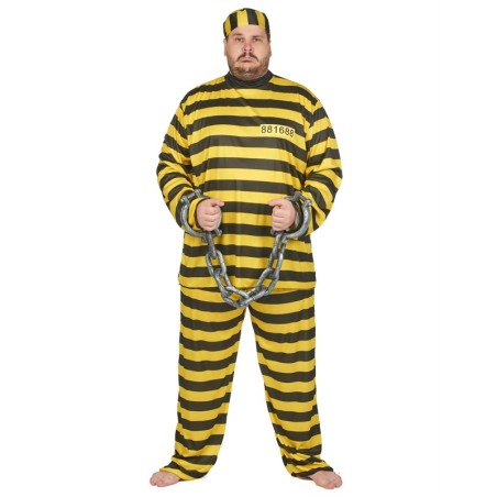 DEGUISEMENT PRISONNIER NOIR/JAUNE DALTON TAILLE XXL