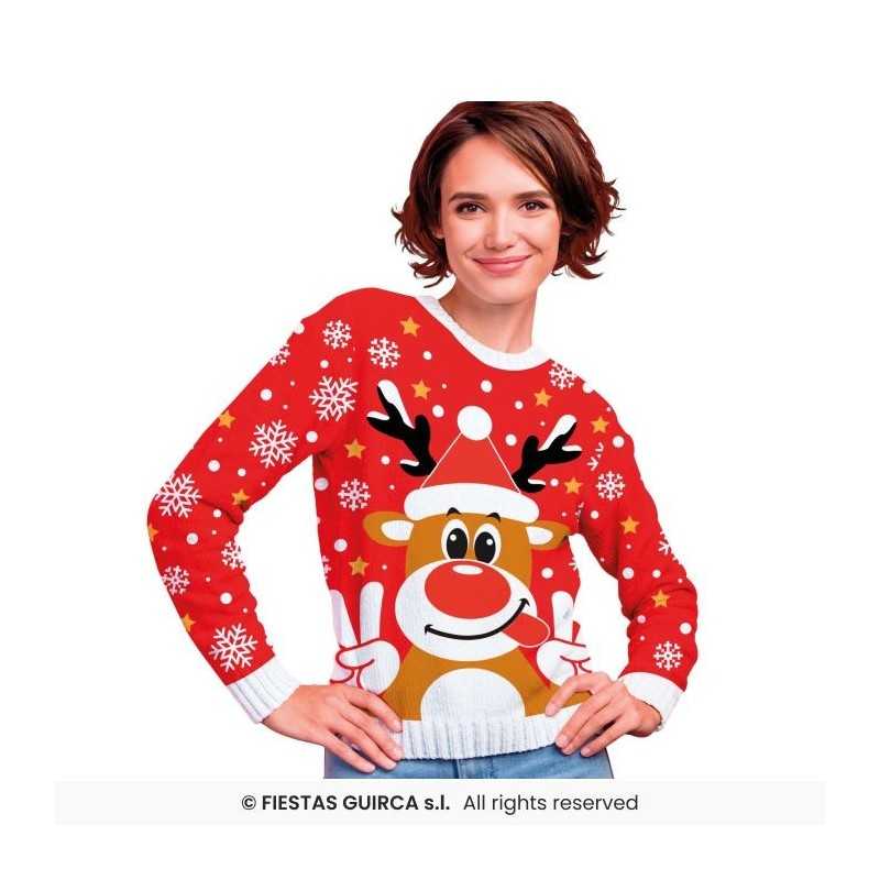 DEGUISEMENT PULL DE NOEL ROUGE RENNE RUDOLF TAILLE L