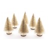 SACHET 6 MINI SAPINS DE TABLE PAILLETTES CHAMPAGNE 4 CM X 7 CM