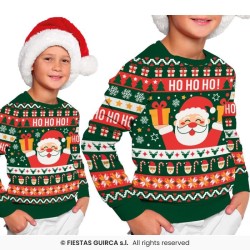 DEGUISEMENT PULL DE NOEL ROUGE ET VERT PERE NOEL TAILLE 5-6 ANS