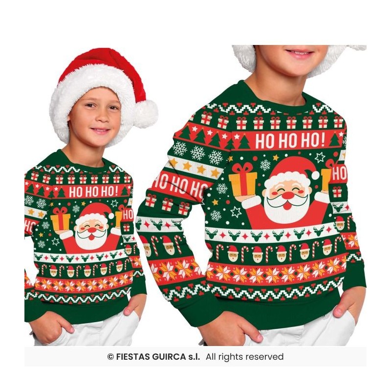 DEGUISEMENT PULL DE NOEL ROUGE ET VERT PERE NOEL TAILLE 5-6 ANS DEGUISEMENT PULL DE NOEL ROUGE ET VERT PERE NOEL TAILLE 5-6 ANS