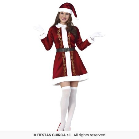 DEGUISEMENT FEMME MERE NOEL ROUGE ET OR ROBE COURTE TAILLE L