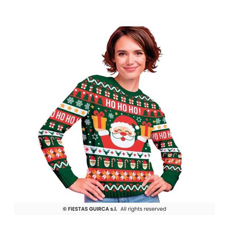 DEGUISEMENT PULL DE NOEL VERT PERE NOEL TAILLE S