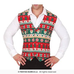 DEGUISEMENT GILET DE NOEL SUCRE D'ORGE ET PERE NOEL TAILLE UNIQUE