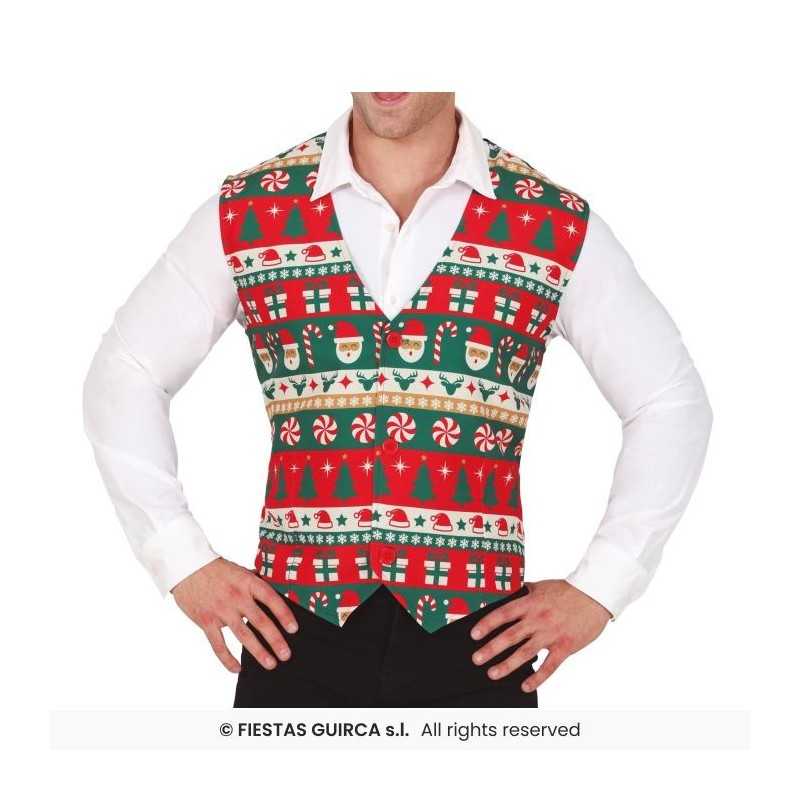 DEGUISEMENT GILET DE NOEL SUCRE D'ORGE ET PERE NOEL TAILLE UNIQUE