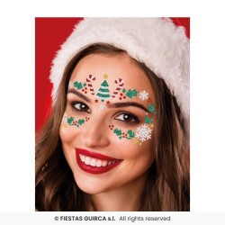 BIJOUX OU STICKER DE VISAGE STRASS SAPINS DE NOEL