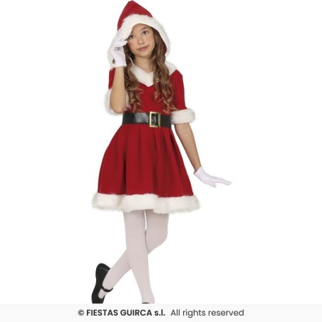 DEGUISEMENT FILLE MERE NOEL ROBE ROUGE A CAPUCHE TAILLE 10-12 ANS