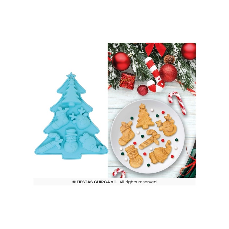 MOULE EN SILICONNE POUR 6 BISCUITS DE NOEL 20 X 23 CM SAPIN DE NOEL