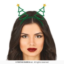 SERRE-TETE OU DIADEME NOEL VERT AVEC STRASS SAPIN DE NOEL