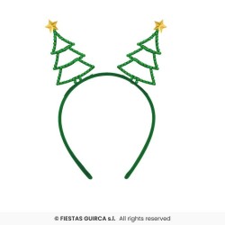 SERRE-TETE OU DIADEME NOEL VERT AVEC STRASS SAPIN DE NOEL
