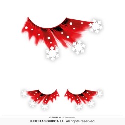 FAUX-CILS ROUGE AVEC FLOCONS DE NEIGE