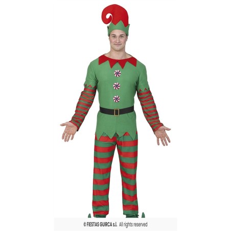 DEGUISEMENT LUTIN DE NOEL PANTALON RAYE VERT ET ROUGE TAILLE M