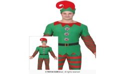 DEGUISEMENT LUTIN DE NOEL PANTALON RAYE VERT ET ROUGE TAILLE L