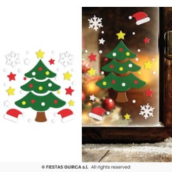 DECORATION DE FENETRE EN GEL NOEL THEME SAPIN DE NOEL 20 X 25CM