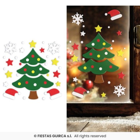 DECORATION DE FENETRE EN GEL NOEL THEME SAPIN DE NOEL 20 X 25CM