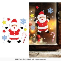 DECORATION DE FENETRE EN GEL NOEL THEME PERE NOEL 20 X 25CM