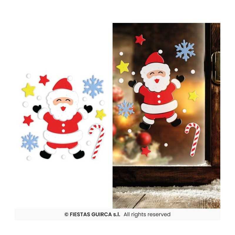 DECORATION DE FENETRE EN GEL NOEL THEME PERE NOEL 20 X 25CM