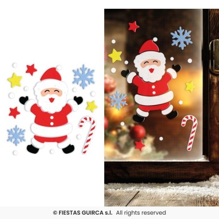 DECORATION DE FENETRE EN GEL NOEL THEME PERE NOEL 20 X 25CM