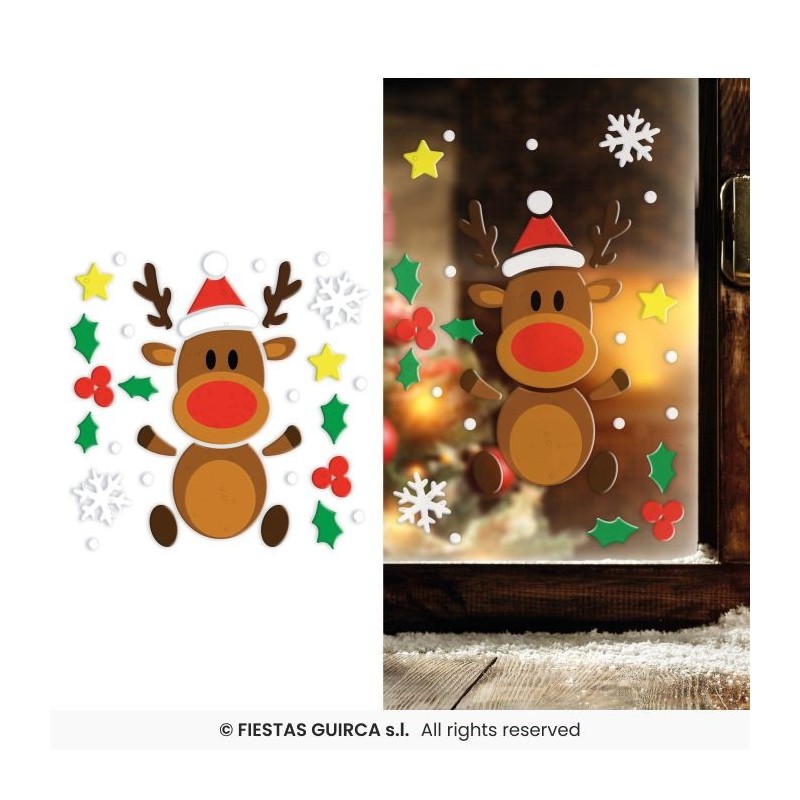 DECORATION DE FENETRE EN GEL NOEL THEME RENNE RUDOLPH 20 X 25CM DECORATION DE FENETRE EN GEL NOEL THEME RENNE RUDOLPH 20 X 25CM