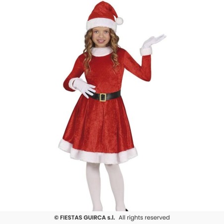 DEGUISEMENT ENFANT MERE NOEL ROBE CEINTURE ET BONNET TAILLE 5-6 ANS