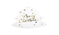 20 SERVIETTES BLANCHE SAPIN DE NOEL MERRY CHRISTMAS OR 16 X 16 CM 