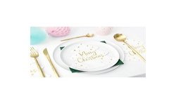 20 SERVIETTES BLANCHE SAPIN DE NOEL MERRY CHRISTMAS OR 16 X 16 CM 