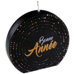 BOUGIE NOIR ET OR BONNE ANNEE 10 X 1.5 X 10 CM