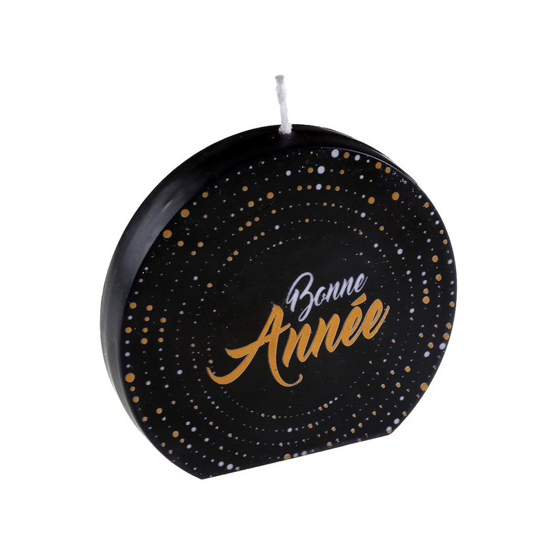 BOUGIE NOIR ET OR BONNE ANNEE 10 X 1.5 X 10 CM