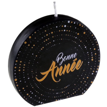 BOUGIE NOIR ET OR BONNE ANNEE 10 X 1.5 X 10 CM