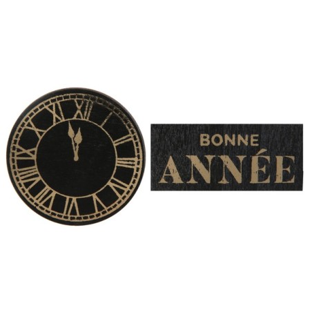 DECORATION A PARSEMER NOIR ET OR BONNE ANNEE 