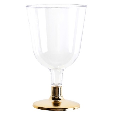 6 VERRES A PIED OR BRILLANT DIAM 6.5 X 11 CM