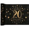 CHEMIN DE TABLE 20 ANS NOIR ET OR 30 CM X 5 M 