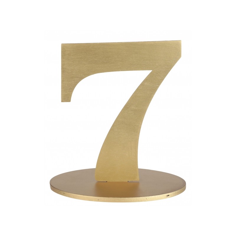 MARQUE TABLE CHIFFRE 7 METALLISE OR 14 x 9.5 x 17 CM