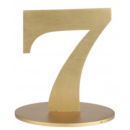 MARQUE TABLE CHIFFRE 7 METALLISE OR 14 x 9.5 x 17 CM