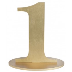 MARQUE TABLE CHIFFRE 1 METALLISE OR 14 x 9.5 x 17 CM