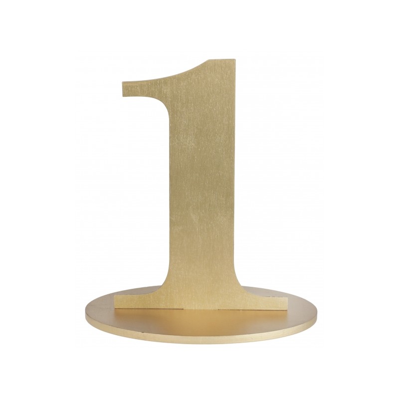 MARQUE TABLE CHIFFRE 1 METALLISE OR 14 x 9.5 x 17 CM