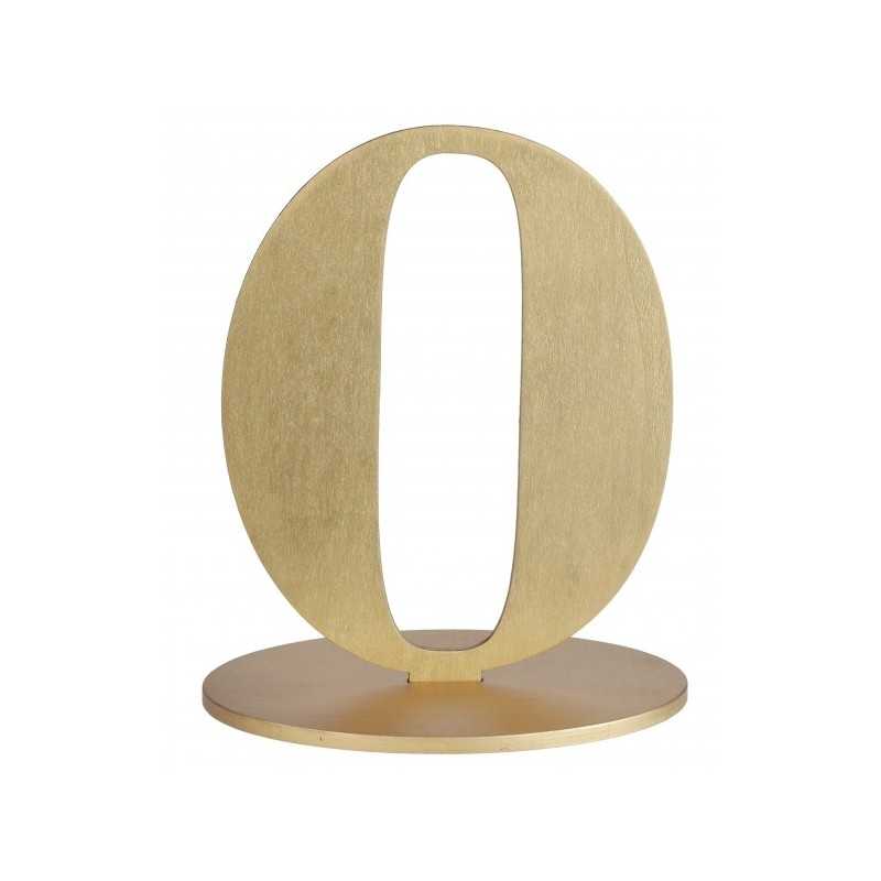 MARQUE TABLE CHIFFRE 0 METALLISE OR 14 x 9.5 x 17 CM