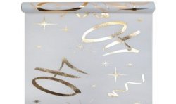 CHEMIN DE TABLE 40 ANS BLANC ET OR 30 CM X 5 M