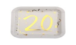 10 ASSIETTES 20 ANS OR ET BLANC 23 CM