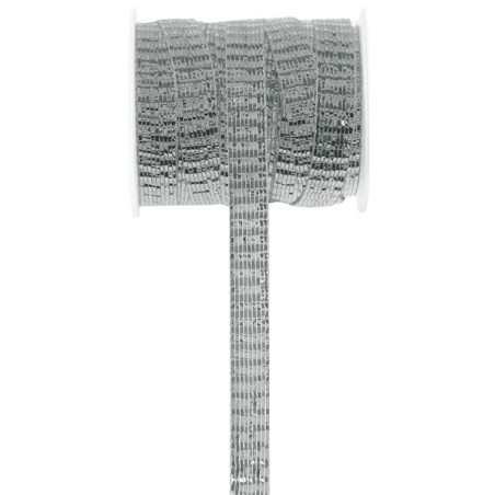RUBAN BRILLANT ARGENT 10 MM X 5 M