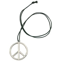 COLLIER HIPPIE PEACE AND LOVE METAL ARGENT