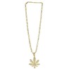 COLLIER FEUILLES DE CANNABIS GANJA 65 CM OR